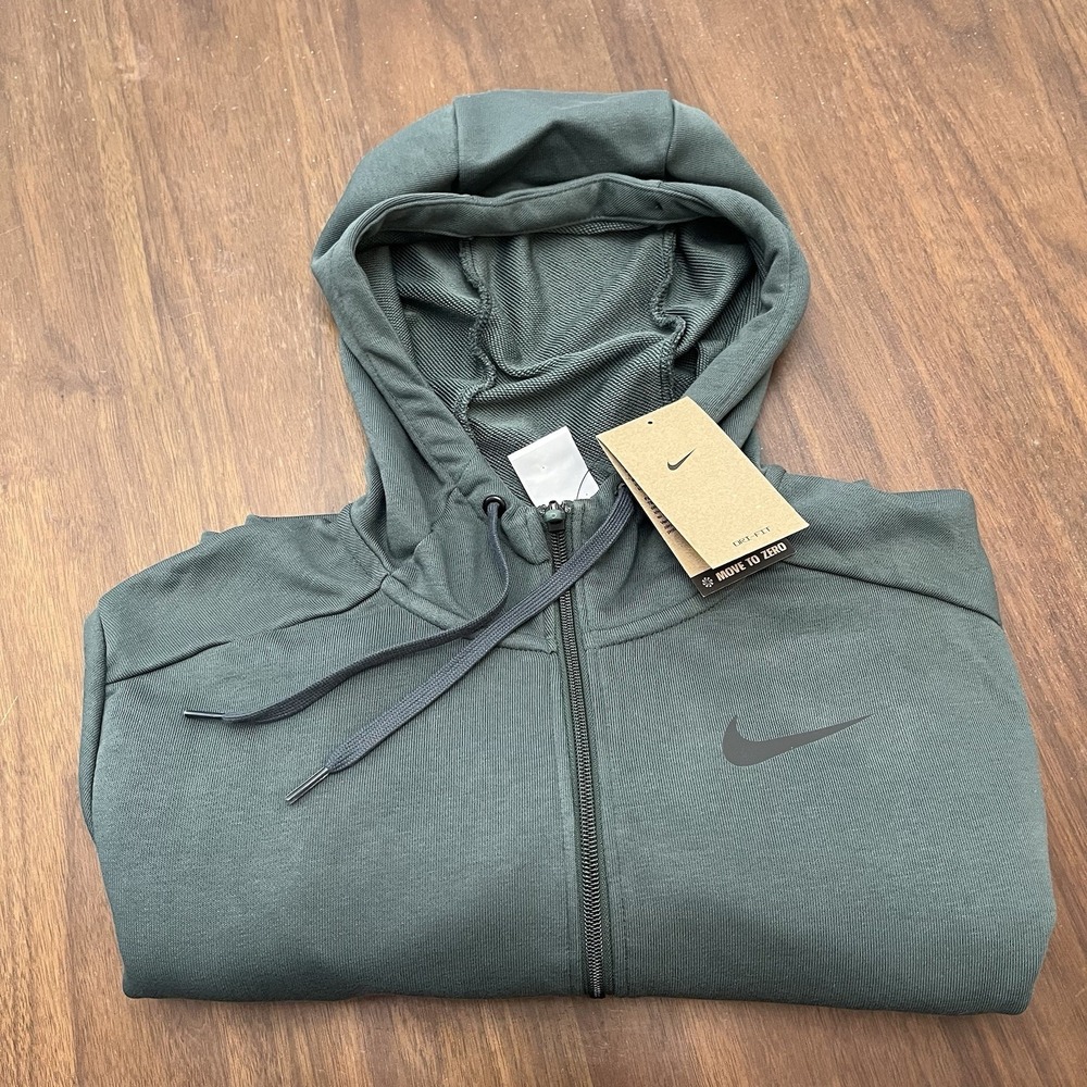 Nike Men's M Green Dri-FIT Hooded Fitness Full-Zip Hoodie CZ6376-338 NWT